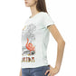 Elegant Light Blue Tee with Chic Front Print