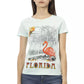 Elegant Light Blue Tee with Chic Front Print
