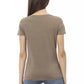 Elegant Brown Tee with Chic Front Print