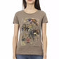 Elegant Brown Tee with Chic Front Print
