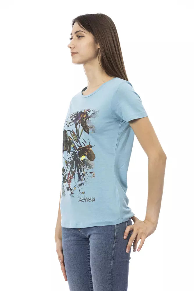 Elegant Light Blue Short Sleeve T-Shirt