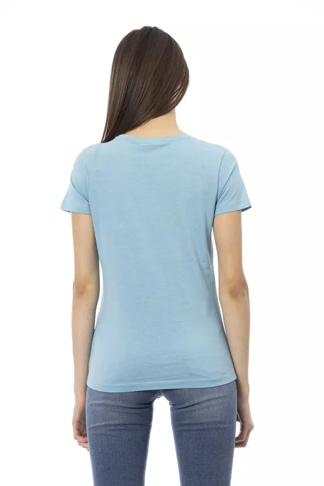 Elegant Light Blue Short Sleeve T-Shirt