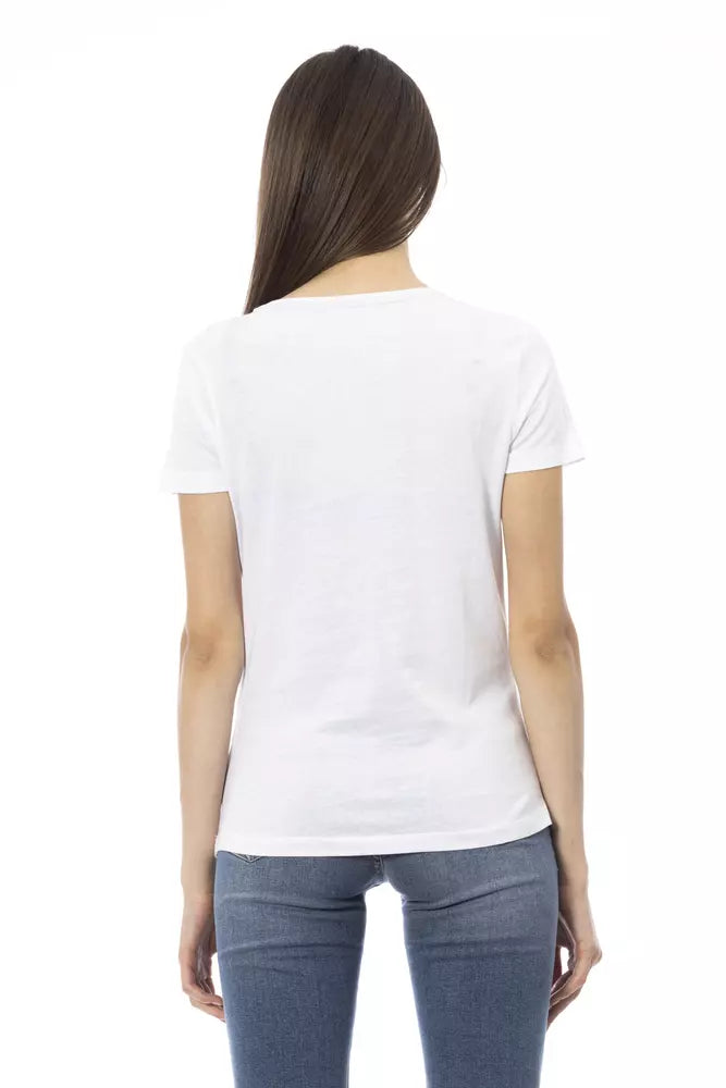 Elegant White Tee with Chic Front Print