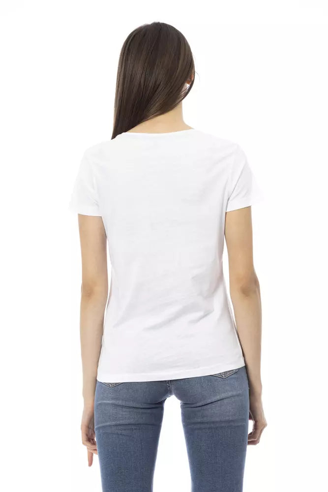 Elegant White Tee with Chic Front Print