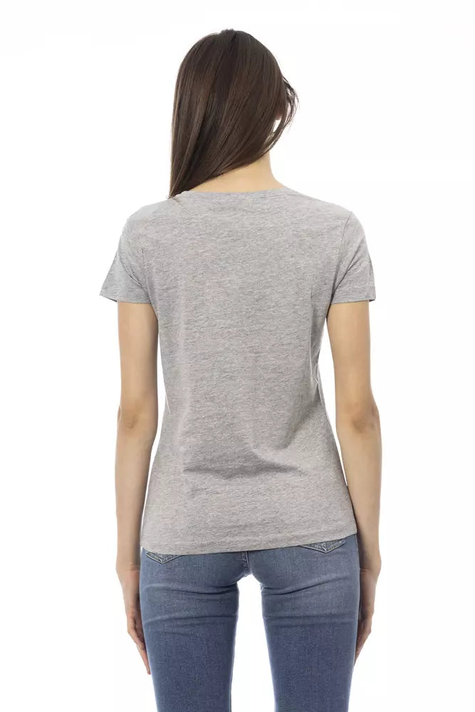 Chic Gray Short Sleeve Round Neck Tee