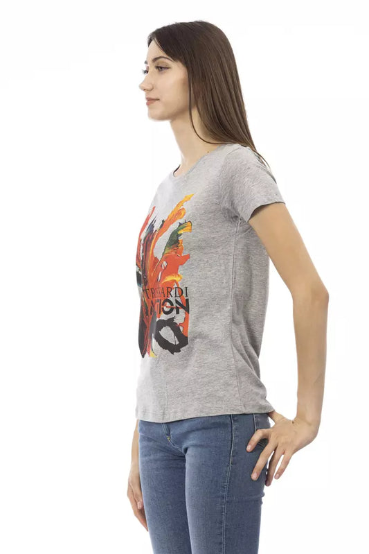 Chic Gray Short Sleeve Round Neck Tee