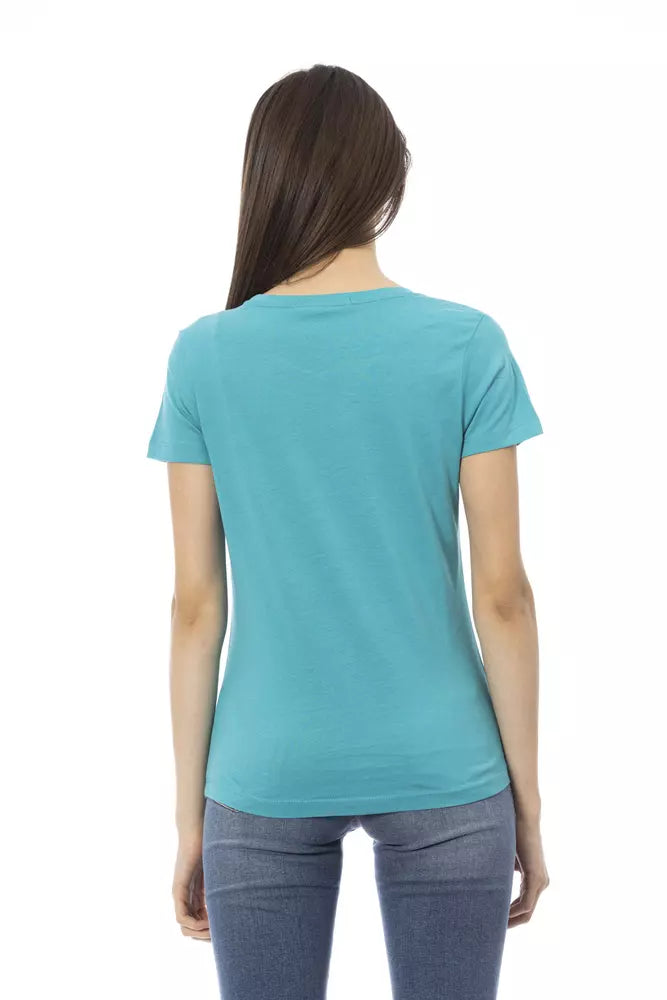 Elegant Short Sleeve Light Blue Tee