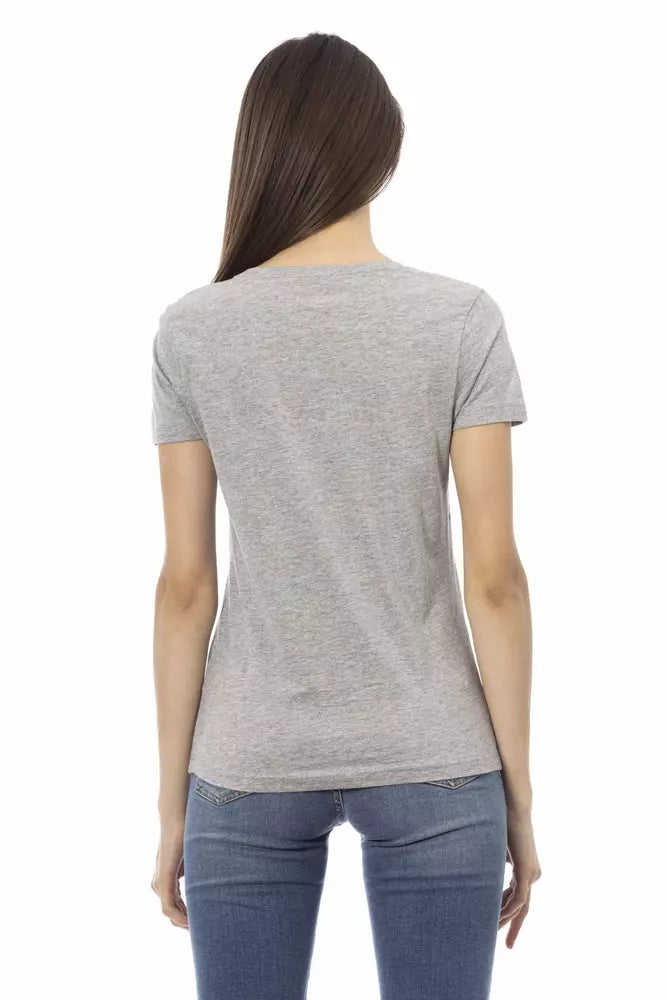 Chic Gray Short Sleeve Round Neck Tee