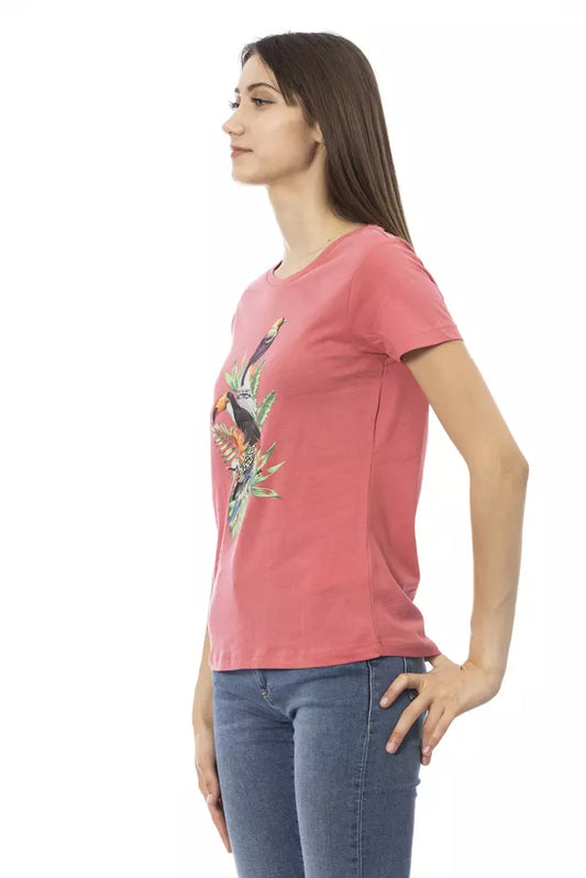 Elegant Pink Cotton Blend Tee