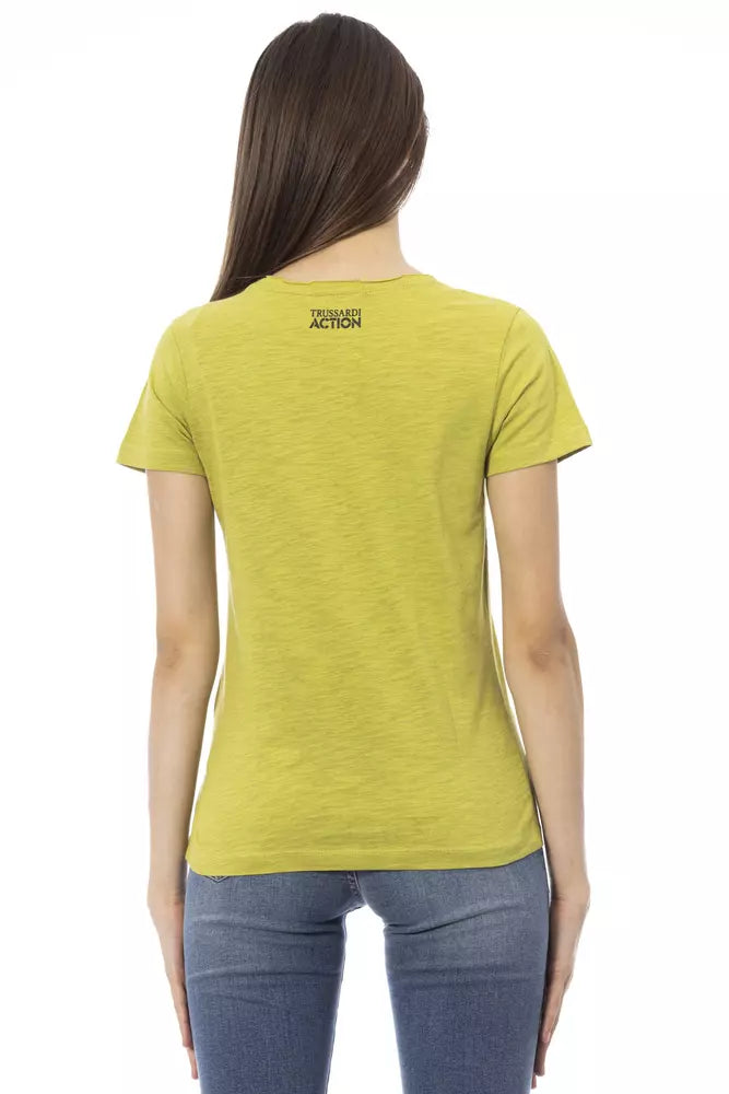 Elegant Green Tee with Chic Front Print