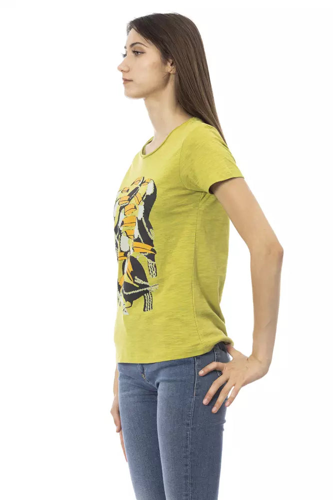 Elegant Green Tee with Chic Front Print