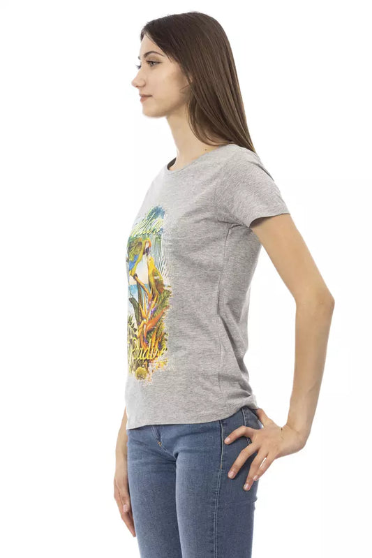 Chic Gray Short Sleeve Cotton-Blend Tee