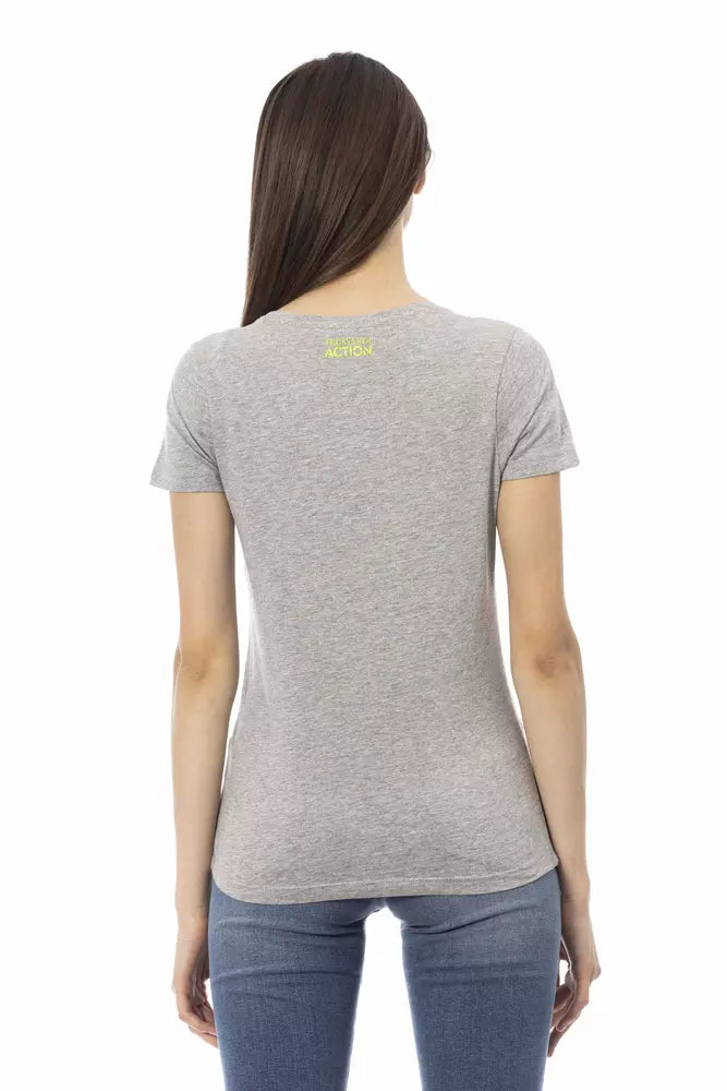 Chic Gray Short Sleeve Cotton-Blend Tee