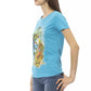 Elegant Light Blue Tee with Chic Front Print