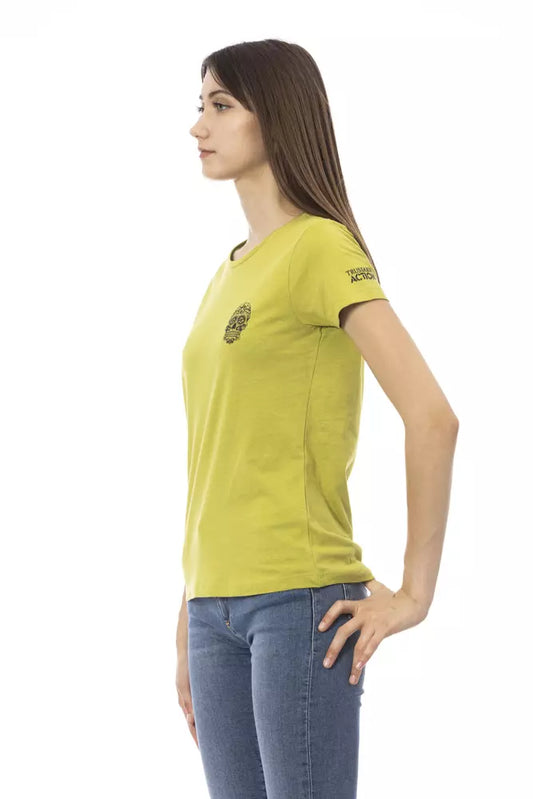 Chic Green Tee with Artistic Front Print