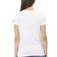 Elegant White Round Neck Printed Tee