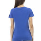 Elegant Blue Short Sleeve Cotton Blend Tee