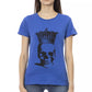 Elegant Blue Short Sleeve Cotton Blend Tee