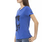 Elegant Blue Short Sleeve Cotton Blend Tee