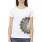 Chic White Cotton Blend Tee with Stylish Print