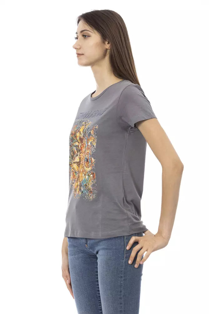 Elegant Grey Short Sleeve Chic Tee