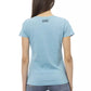 Chic Light Blue Short Sleeve Tee with Print
