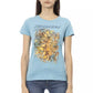 Chic Light Blue Short Sleeve Tee with Print