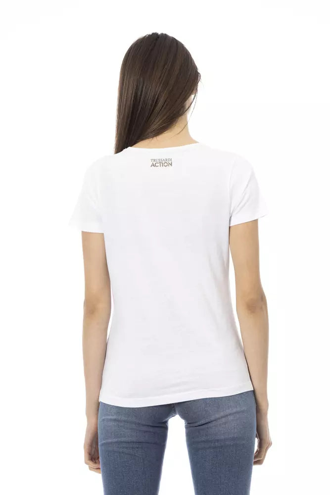 Elegant White Tee with Chic Front Print