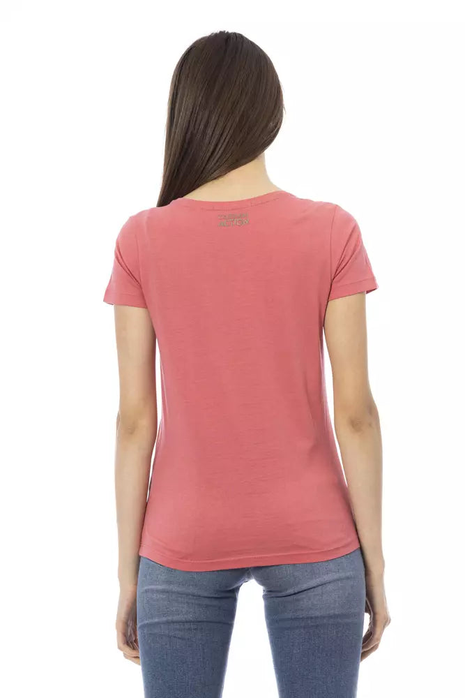 Chic Pink Short Sleeve Round Neck T-Shirt