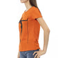 Chic Orange Round Neck Tee with Front Print