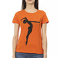 Chic Orange Round Neck Tee with Front Print