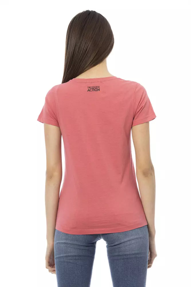 Chic Pink Short Sleeve Cotton Blend Tee