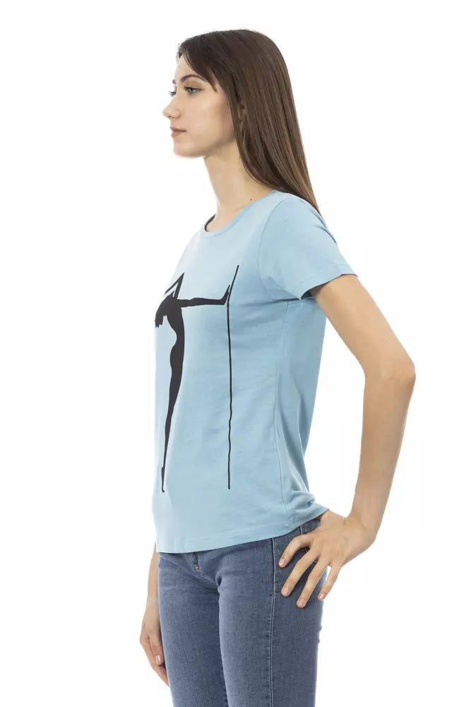 Chic Light Blue Short Sleeve Round Neck Tee