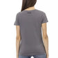 Elegant Gray Short Sleeve Cotton Blend Top