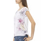 Chic White Cotton-Blend Tee with Bold Print