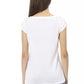 Chic White Cotton-Blend Tee with Bold Print