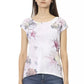 Chic White Cotton-Blend Tee with Bold Print