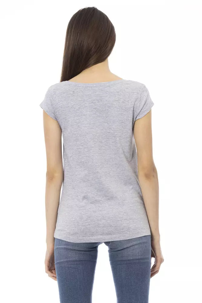 Elegant Gray Cotton Blend Tee