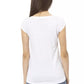 Chic White Tee with Front Print Detail