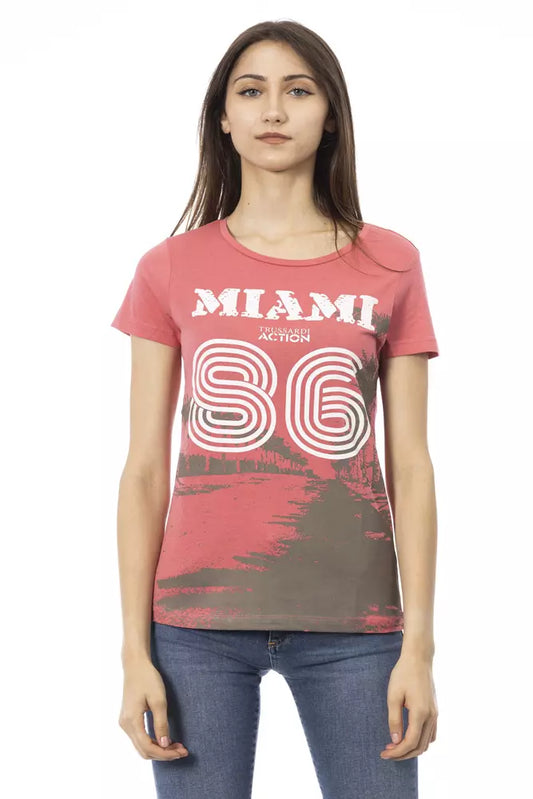 Chic Pink Tee with Elegant Front Print