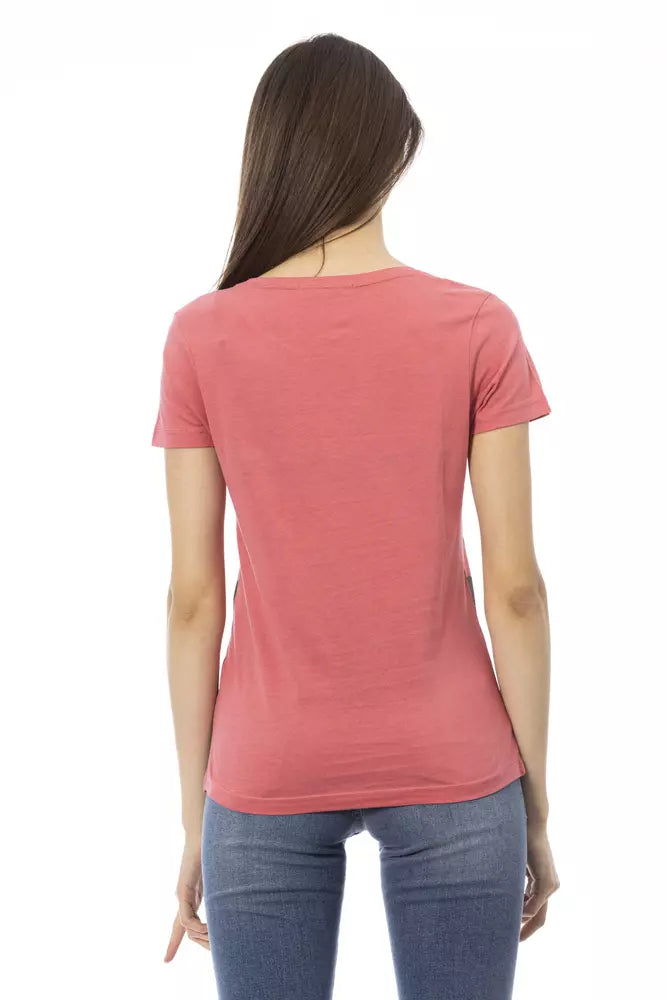 Chic Pink Tee with Elegant Front Print