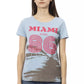 Elegant Light Blue Tee with Artistic Front Print