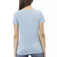 Elegant Light Blue Tee with Artistic Front Print