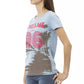 Elegant Light Blue Tee with Artistic Front Print