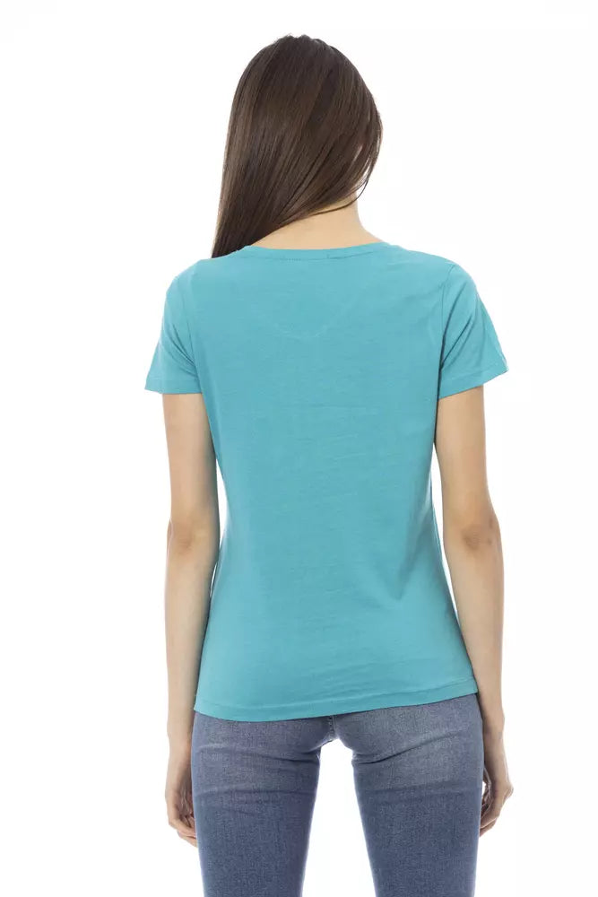 Elegant Light Blue V-Neck Tee