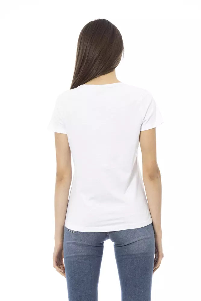 Chic V-Neck Tee with Elegant Front Print