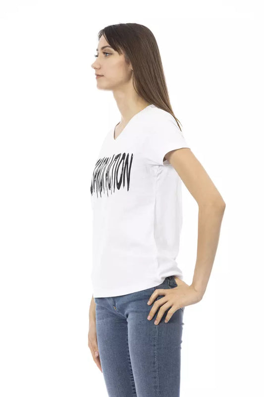 Chic V-Neck Tee with Elegant Front Print