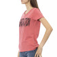 Elegant Pink V-Neck Tee with Chic Print