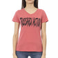Elegant Pink V-Neck Tee with Chic Print