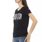 Elegant V-Neck Tee with Chic Front Print